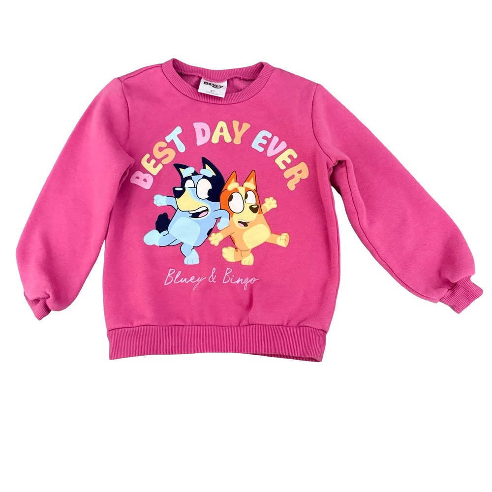 Bluey Sweatshirt Pink Best Day Ever Bingo Graphic Kids 4T